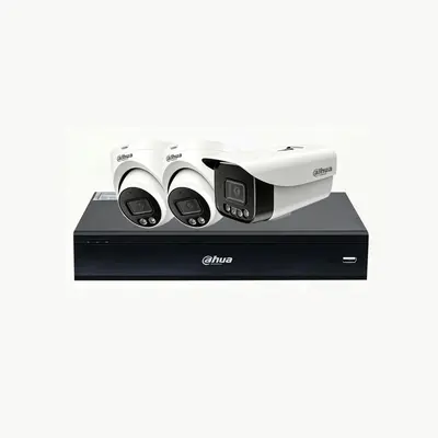 Dahua Überwachungsset 4MP POE Kamera Dual-Light Full-Color HD mit Audioaufnahme Innen- und Außenüberwachungsgerät für Geschäfte