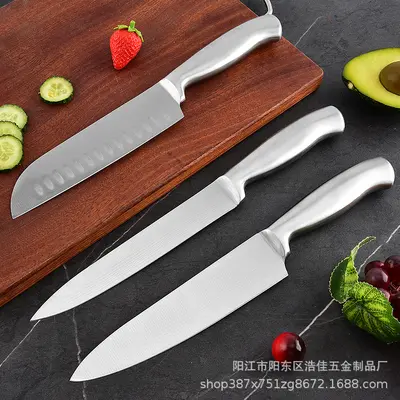 Edelstahl-Messerset 6-teilig mit Kochmesser und Santoku - 4