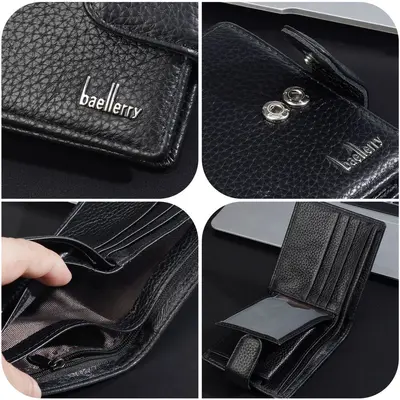 Genuine Leather Men's Wallet, Cowhide, Zipper Coin Compartment - 5