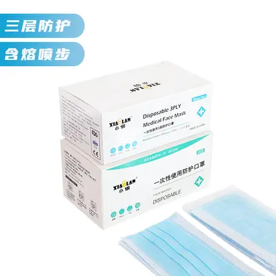 Disposable Blue Three-Layer Adult Ear-Loop Face Mask, Individually Packaged - 4