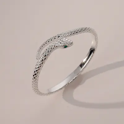Snake-shaped silver-plated copper bracelet - 4