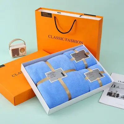 Thick Coral Velvet Bath Towel Set, 3-Piece, Gift Boxed - 8