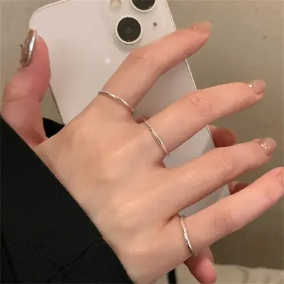春季新款素圈925纯银戒指女小众高级感设计简约轻奢ins风开口指环 - 9