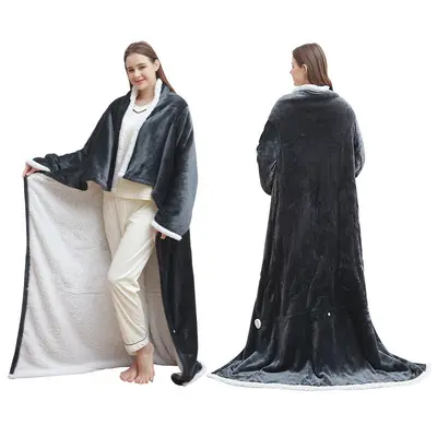 Wearable Heated Blanket with Sleeves and Foot Pocket, Constant Temperature Electric Blanke