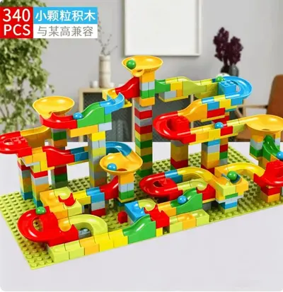 LEGO-Compatible Ball Run Building Blocks with Slide, Ages 3-6 Educational Toy - 9