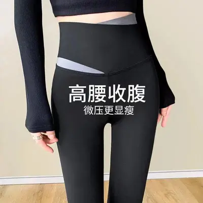鲨鱼裤女外穿秋季高腰提臀瑜伽裤运动健身黑色紧身大码胖mm打底裤