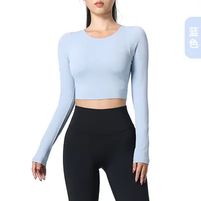 Women's Long Sleeve Yoga Top with Chest Pads - 8