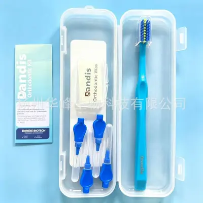 Orthodontic cleaning kit, protective wax, toothbrush, floss, 6-piece - 7