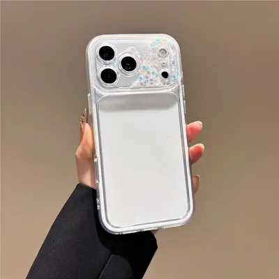 Işıltılı akışkan kum kamerası iPhone kılıfı, yumuşak, 13-17 Pro Max uyumlu