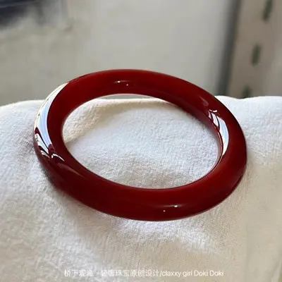 Armband aus natürlichem Achat, kirschrot, Eismadonnenjadedesign