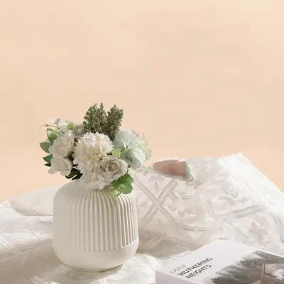 Nordic Creative Vase Decoration Handicraft Ornament Flower Pot Dried and Artificial Flower Decor Plastic Container Factory Direct Sales Green Plant