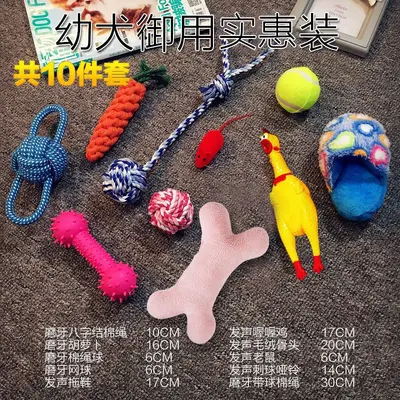 Dog Toy Set with Squeaky Ball, Durable Chew Toys - 11