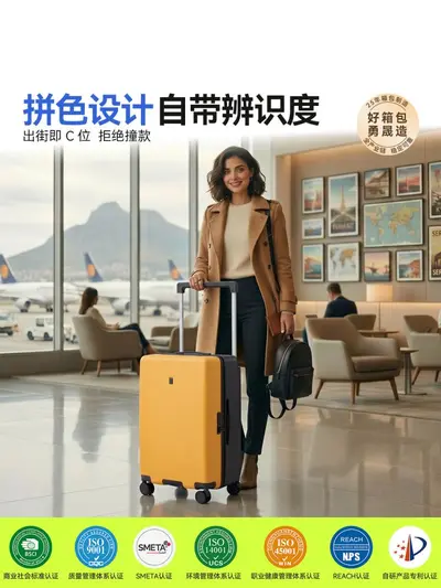 Yongsheng 2026 New Travel Suitcase 24 inch Wide Trolley Two-Tone Luggage Large Capacity Universal Silent Wheel Trolley Case