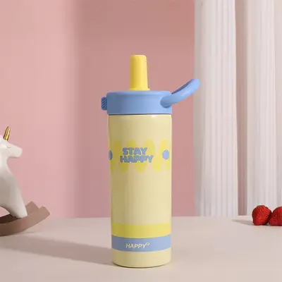 316 Paslanmaz Çelik Yalıtımlı Termos Bardak 800 ml Pipetli Sevimli Karikatür Tasarım - 11