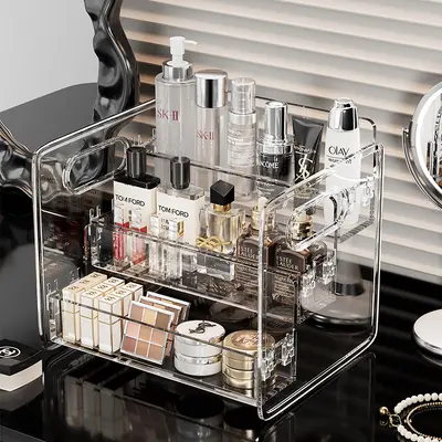 Cosmetics Desktop Organizer Box Perfume Display Stand Tiered Storage Toner and Lotion Organizer Box