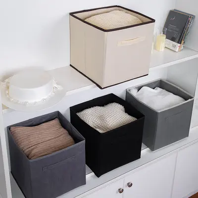 Tragbarer Stoff-Organizer ohne Deckel für Kleidung, Unterwäsche, Socken, zusammenklappbare Aufbewahrungsbox, Staublschutz-Aufbewahrungskorb