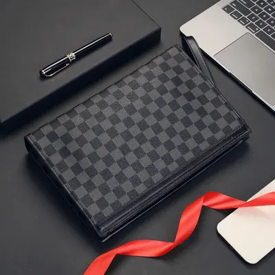 Men's Plaid Clutch Bag, Light Luxury, Large Capacity for Business and Casual Use - 3