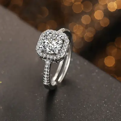 Trauringe für Paare, simulierter Diamant, Silberdesign - 6