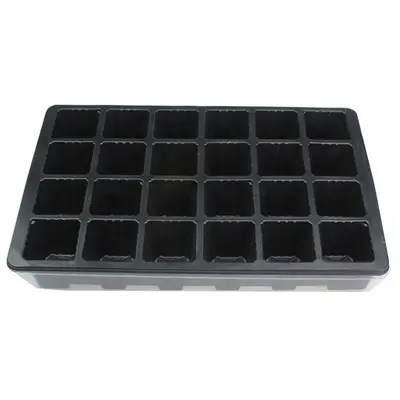 Black 12-Hole Seedling Tray Set, Three-Piece, Large Holes