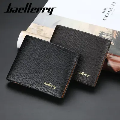Baellerry Men's Short Wallet, Crocodile Pattern, Slim Tri-Fold - 4