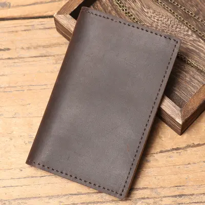 Retro iş tarzı erkek hakiki deri kısa cüzdan, yatay ehliyet bölmeli - 11