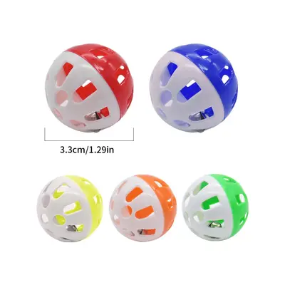 Cat Toy Self-Play Boredom Relief Two-Color Hollow Cat Teaser Ball Cat Toy with Built-in DIY Plastic Bell Ball Cat Supplies