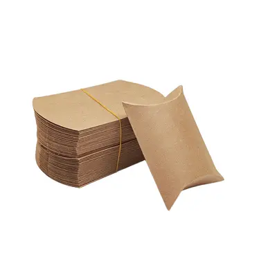 100 pieces kraft paper pillow box gift packaging box wedding candy box small size candy box folding-free - 7