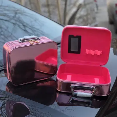 PU Glossy Leather Cosmetic Bag, Hard Shell Storage Box - 11