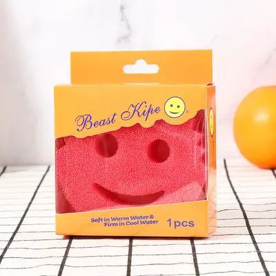 Smiley Face Sponge, Loofah-Style Kitchen Dishwashing Scrubber - 9