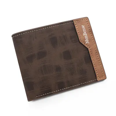 Kore Tarzı Patchwork Mat Erkek Kısa Cüzdan Çok Kartlıklı Kimlik Bölmeli - 8