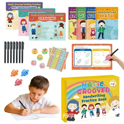 Reusable Grooved Handwriting Practice Workbook Set for Children - 6