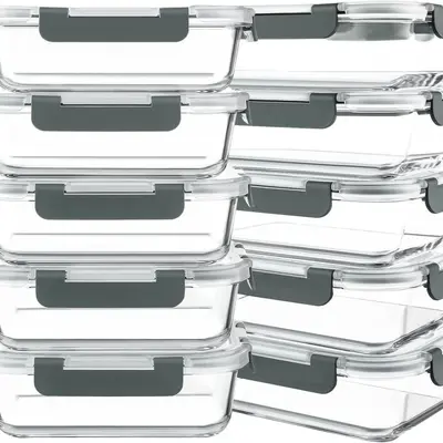Cross-border heat-resistant transparent food storage container, food-grade lunch box, rectangular high borosilicate glass lunch box, Amazon. - 13