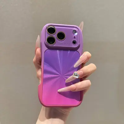 Gradient aurora dual-colour phone case, large window design, compatible iPhone 16-18 Pro M