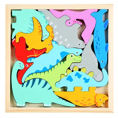 Wooden Educational 3D Puzzle for Children with Animals, Numbers and Letters - 11