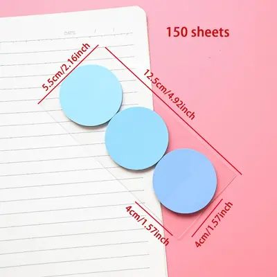 Transparent Round Index Sticky Notes, Fluorescent, Reusable - 10