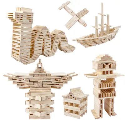 1000 Piece Archimedes Kapla Building Block Set, Natural Wood, Unpainted - 6