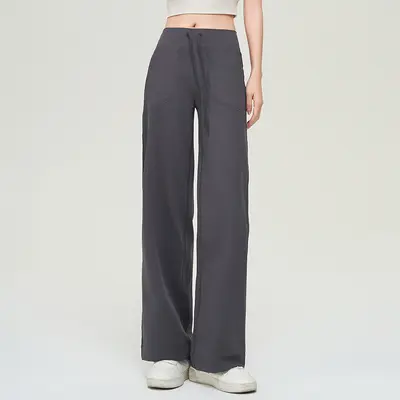 Lulu-Style Women's Wide-Leg Yoga Pants, Fleece Lined, Solid Color - 9