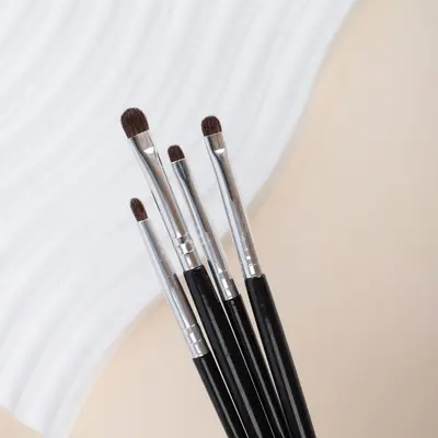 4-Piece Horsehair Makeup Brush Set, Eyeshadow and Highlighter Brushes