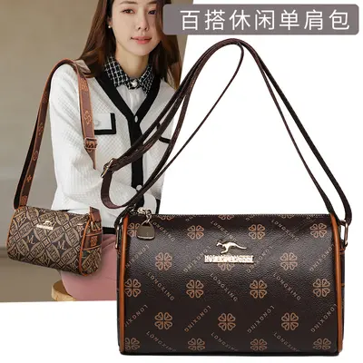 2025 New Style Premium Large-Capacity Boston Women's Crossbody Bag Pillow Bag Small Round Bag Single-Shoulder Bag Soft Leather Retro