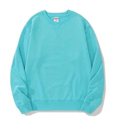 AG380g slim fit cotton terry crewneck sweatshirt with special Morandi color inverted triangle pattern, off-shoulder thickened long sleeves - 12