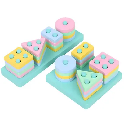 Çocuk Montessori öğretim yardımcıları ahşap geometrik şekil balıkçılık seti sütun bilişsel yapı taşları eşleşen aile interaktif eğitici oyuncaklar - 4
