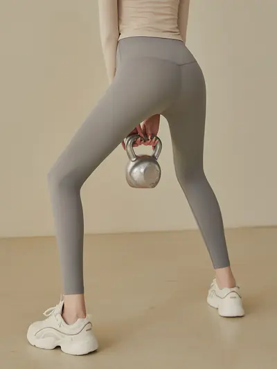 Dikişsiz Yüksek Belli Şeftali Kalça Yoga Pantolonu, Elastik Tayt - 6