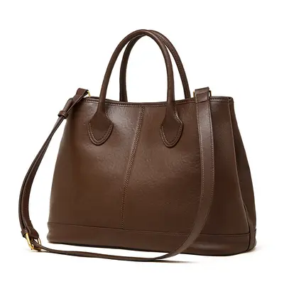 Genuine Leather Large Capacity Women's Tote Handbag, Single Shoulder - 8