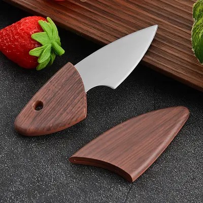 Mini ahşap balık tasarımlı soyma bıçağı ve meyve bıçağı, taşınabilir - 4