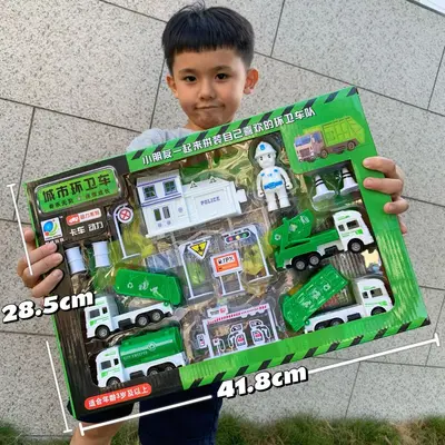Çocuk Geri Çekmeli İtfaiye Aracı Modeli Oyuncak Seti, Büyük Hediye Kutusu - 4