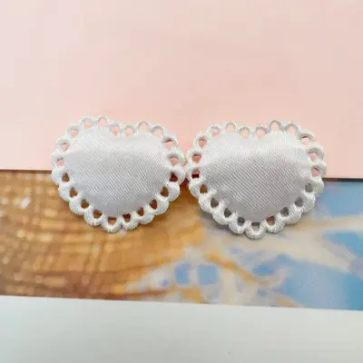 Light-colored satin heart bow hair clip, DIY handmade accessory - 7
