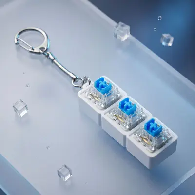 PC9键机械键盘减压按键指尖玩具解压钥匙扣试轴器LED灯透明底座 - 11
