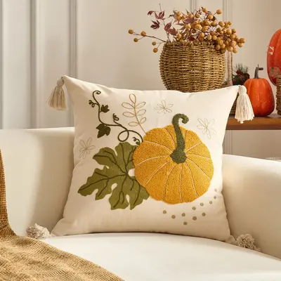 Beliebte Temu Grenzüberschreitung PC Herbst Ahornblatt Kürbis gemusterter Kissenbezug Thanksgiving Dekoration Wohnzimmer Sofa Sitzkissen Bezug - 11