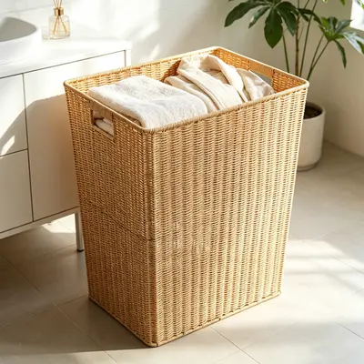Rattan dokuma saklama kutusu oturma odası oyuncak depolama sepeti