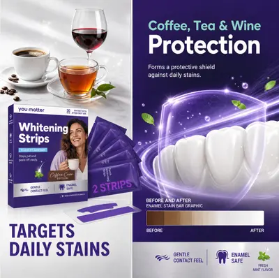V34 Purple Teeth Whitening Strips, Stain Removal - 5